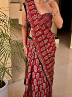 Minali - Pure Modal Ajrakh Mirror work saree