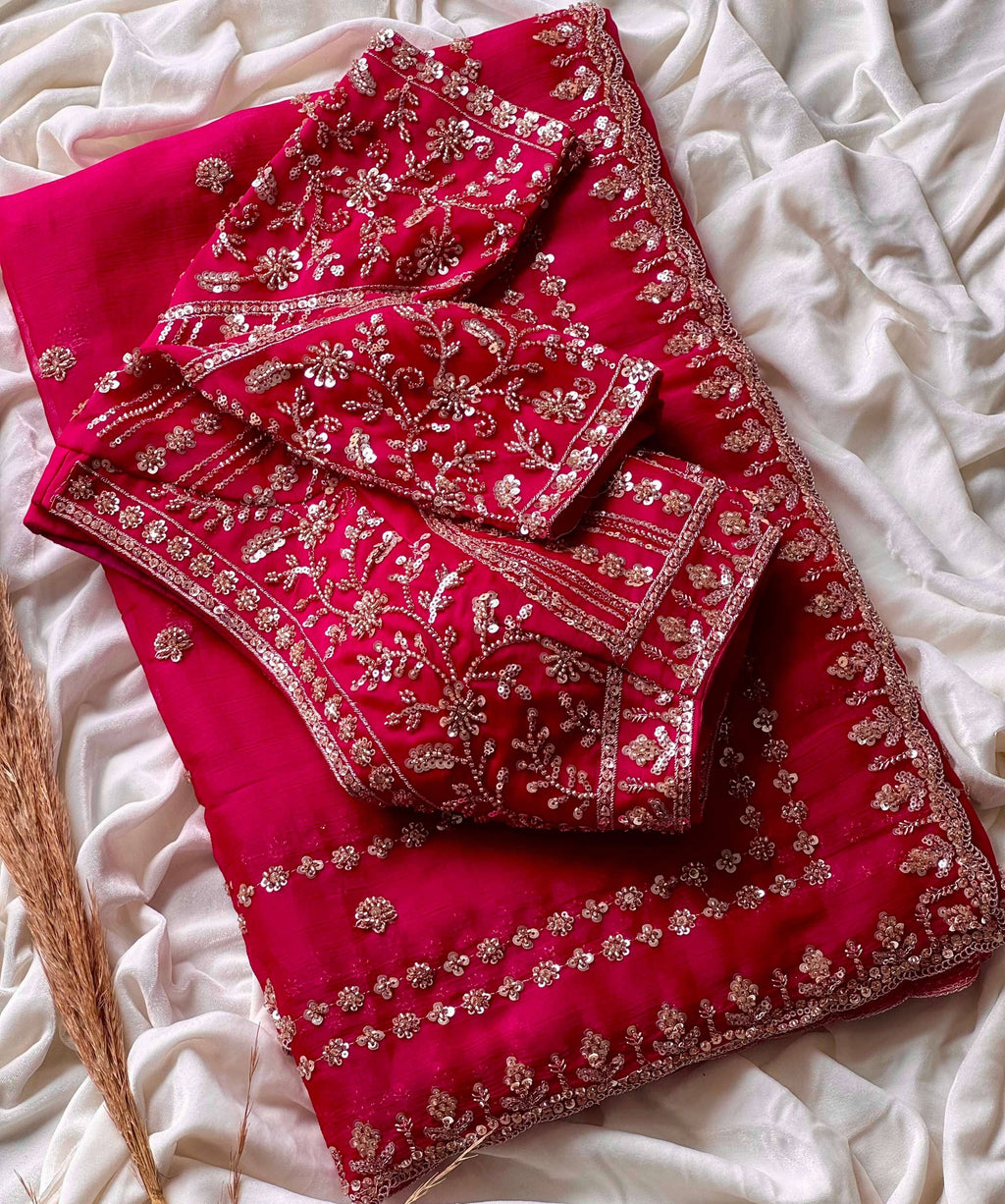 Nikkat - Fuchsia Tissue Silk Cocktail Saree