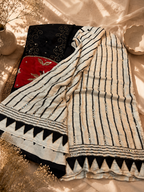 Shaza - Designer Ajrakh Handworked Saree