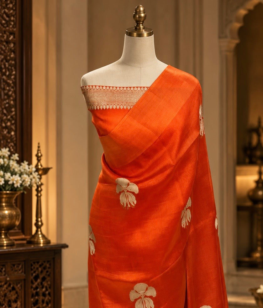 Devtha - Pure Banarasi Kadhua Kora Silk Saree