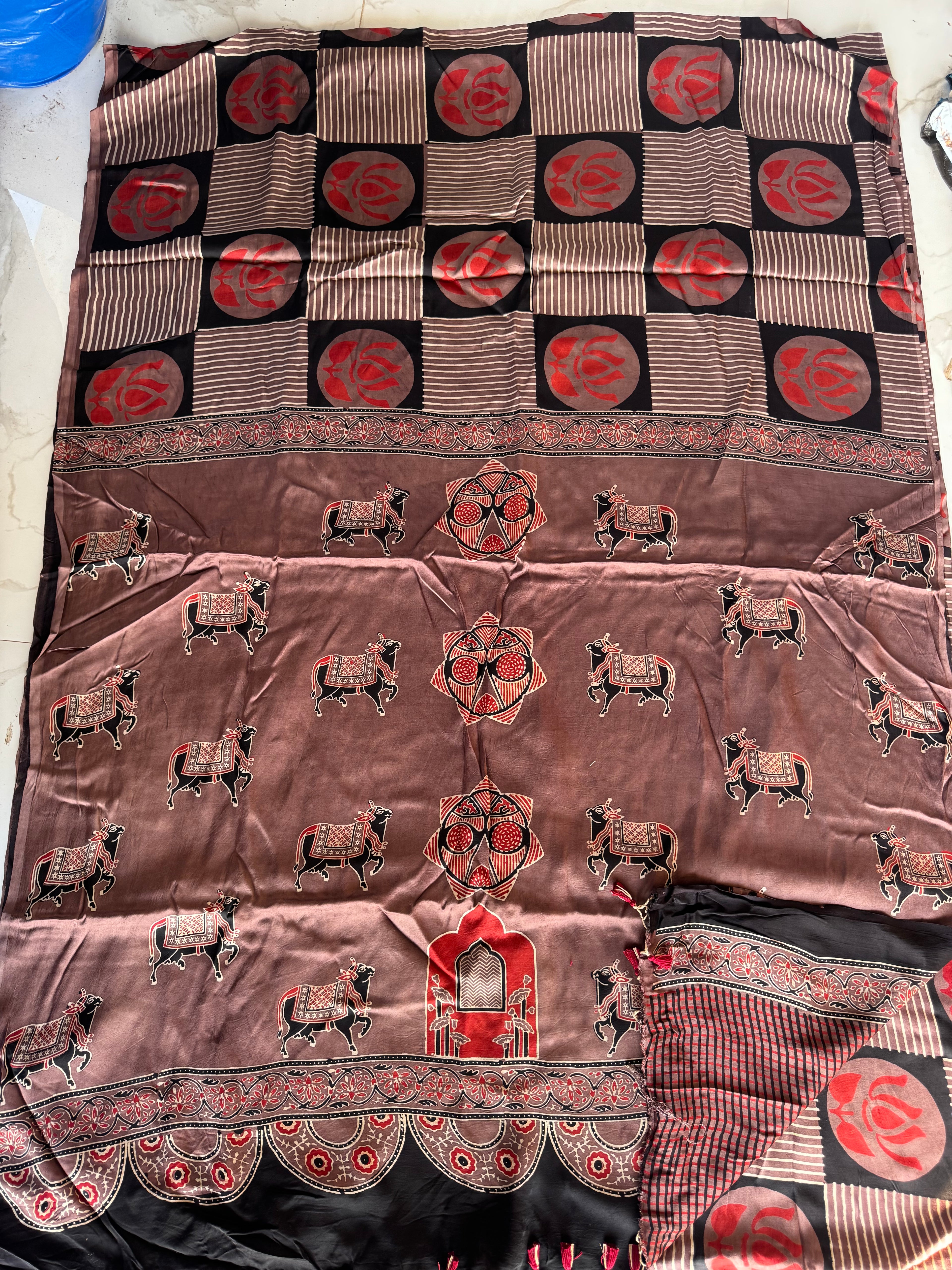 Indira  - Pure Modal Ajrakh saree