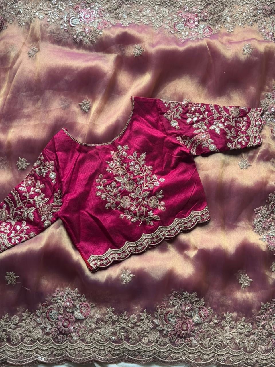 Raga - Tissue Silk Saree with Scallop sequins handwork