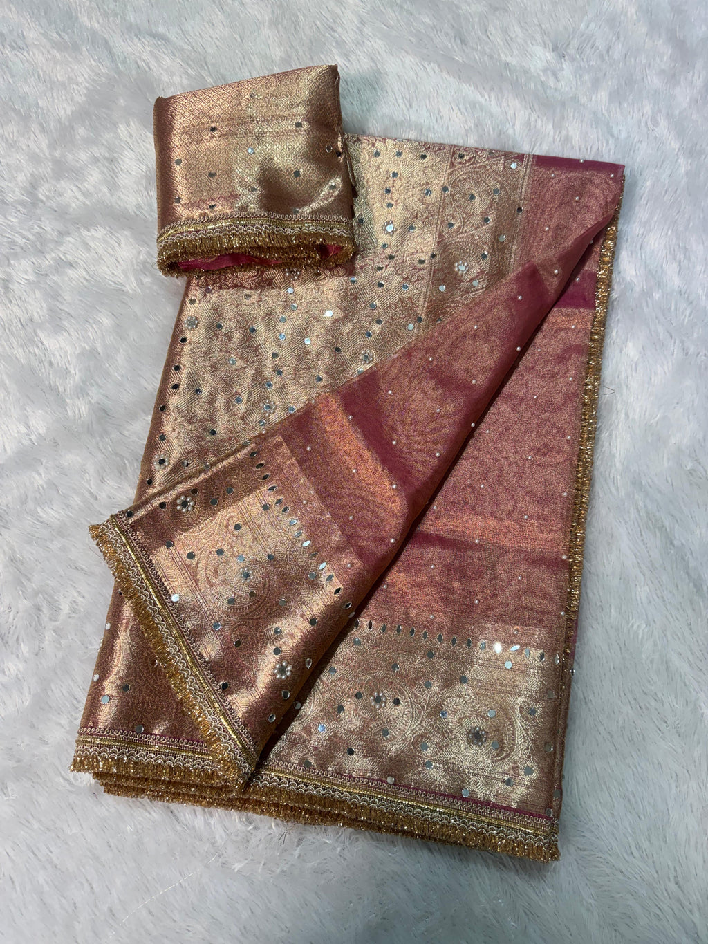 Akansha - Glass Tissue Silk Saree with Handwork