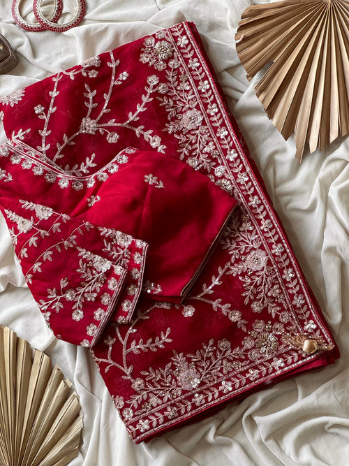 Aarin - Designer Tissue Aari work Saree