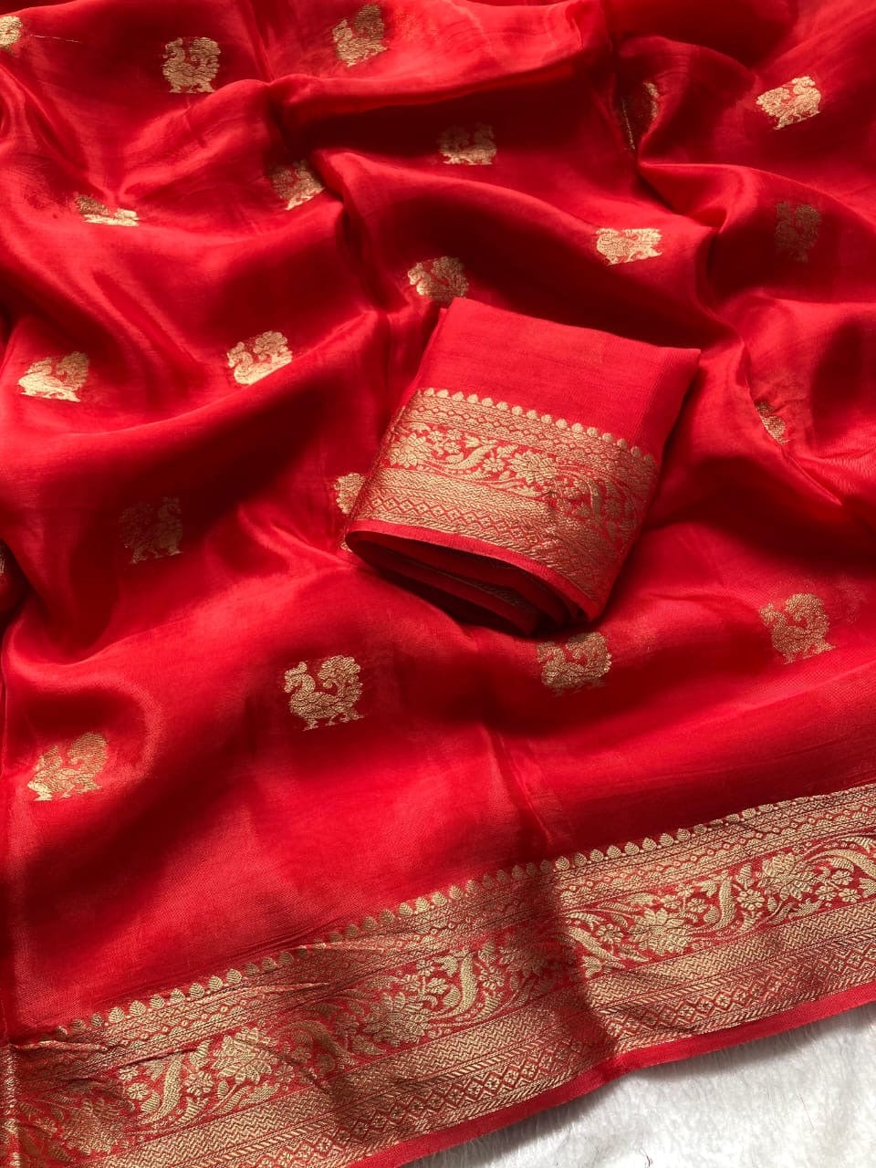 Neena - Mysore silk crepe with peacock Jacquard