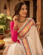Arthana - Mul Mul Cotton Saree - Zari by Priyanka