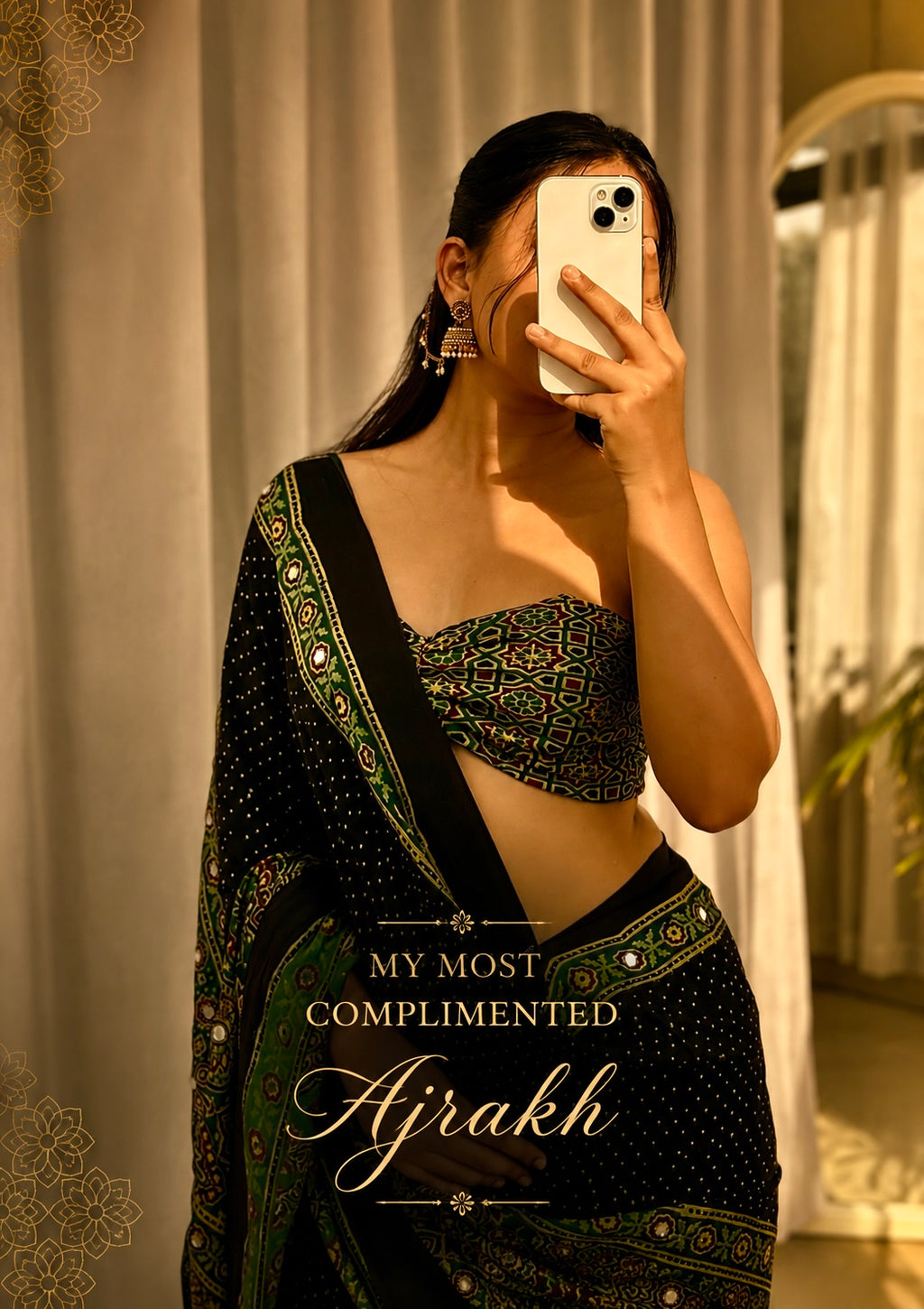 Tanara - Pure Modal Ajrakh Mirror saree