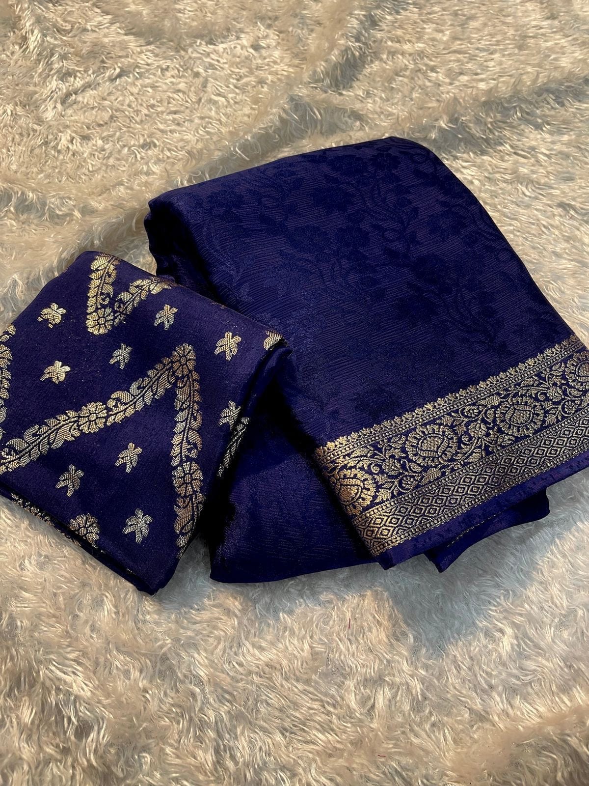 Tanvi - Viscose Chinon Silk Saree & Embroidered Blouse