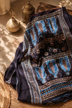 Mirra - Designer Ajrakh Handworked Saree