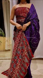 Jhalak - Designer Ajrakh Handworked Saree