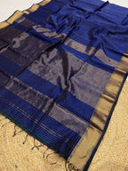 Leela - Maheshwari Silk-Cotton Saree – with zari checks