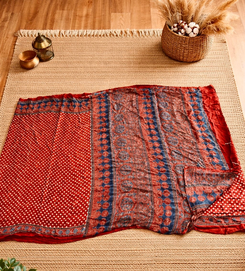 Tina - Pure Modal Ajrakh Mirror Saree