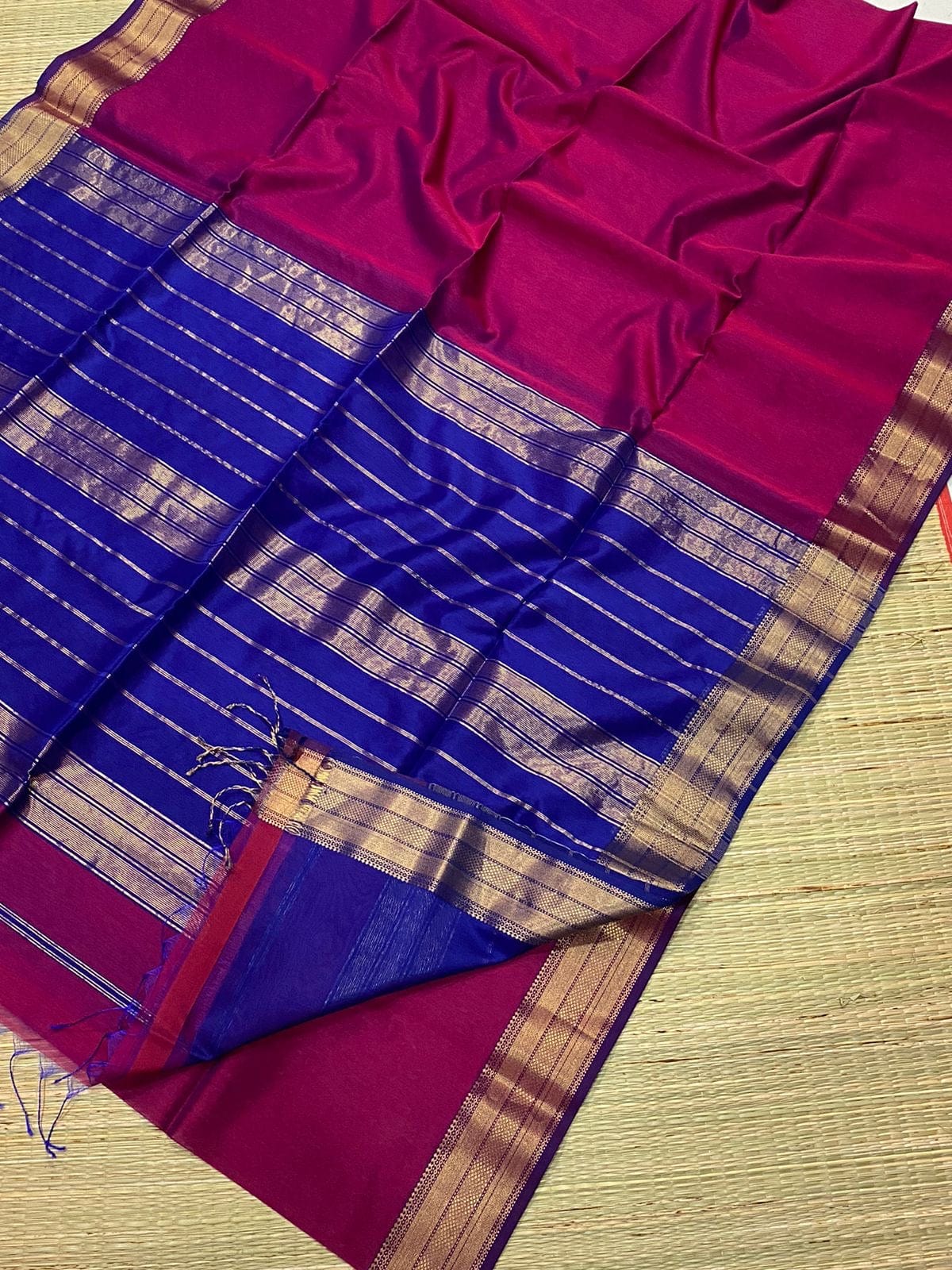 Diya Maheshwari Handloom Jari Chatai Border Saree
