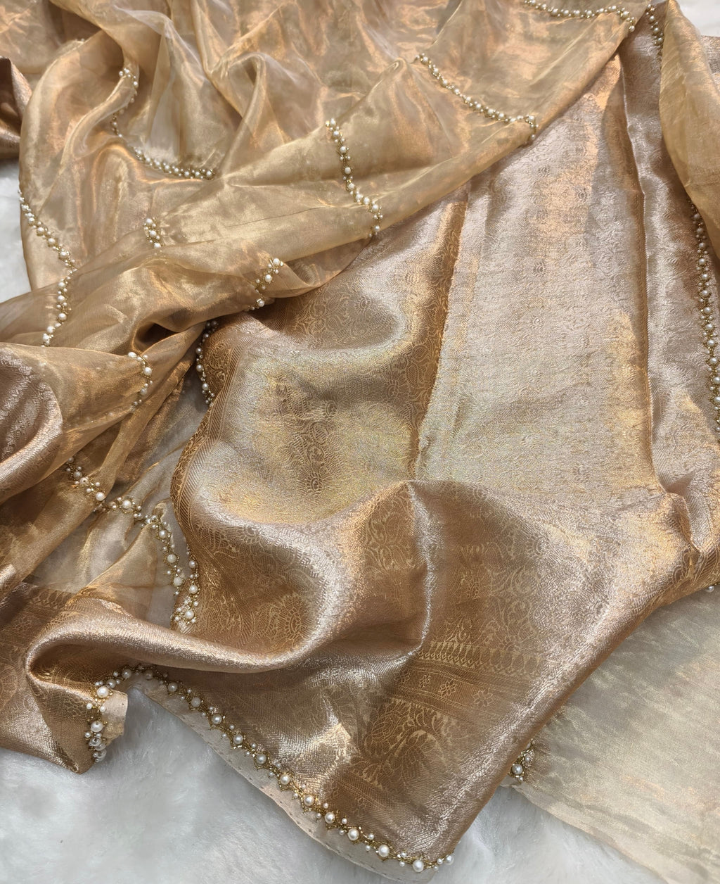 Vedika - Pure Banarasi Tissue Silk Saree with Pearl embellishments