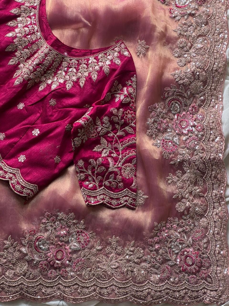 Raga - Tissue Silk Saree with Scallop sequins handwork
