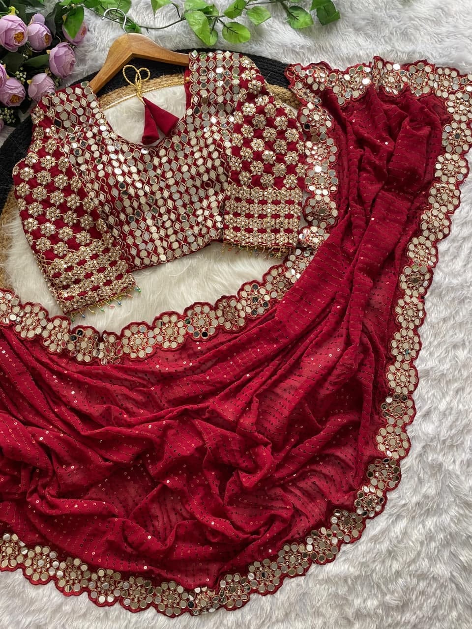 Sharvari - Designer Georgette Saree with Mirror work