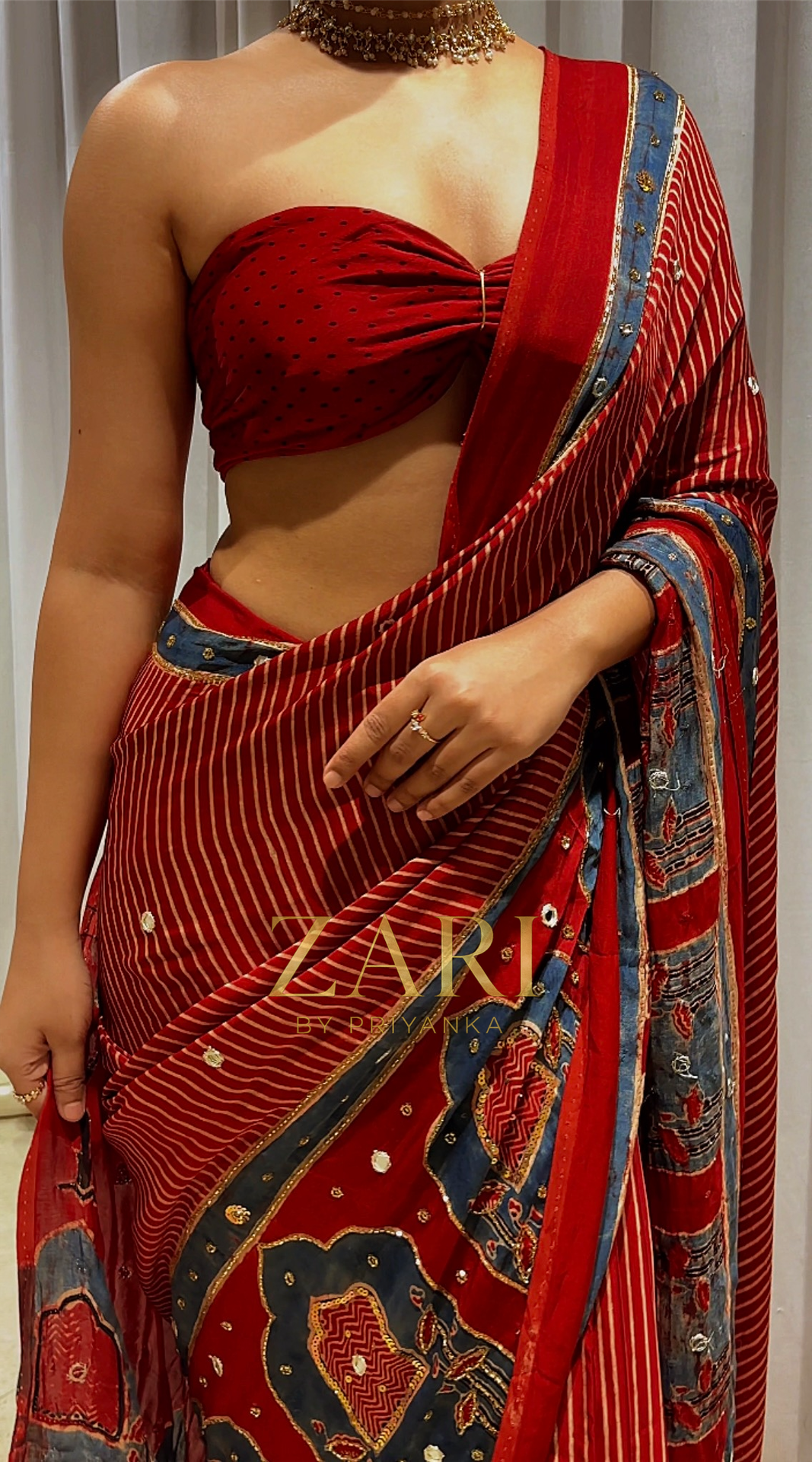 Naksha | Handcrafted Ajrakh Couture Saree