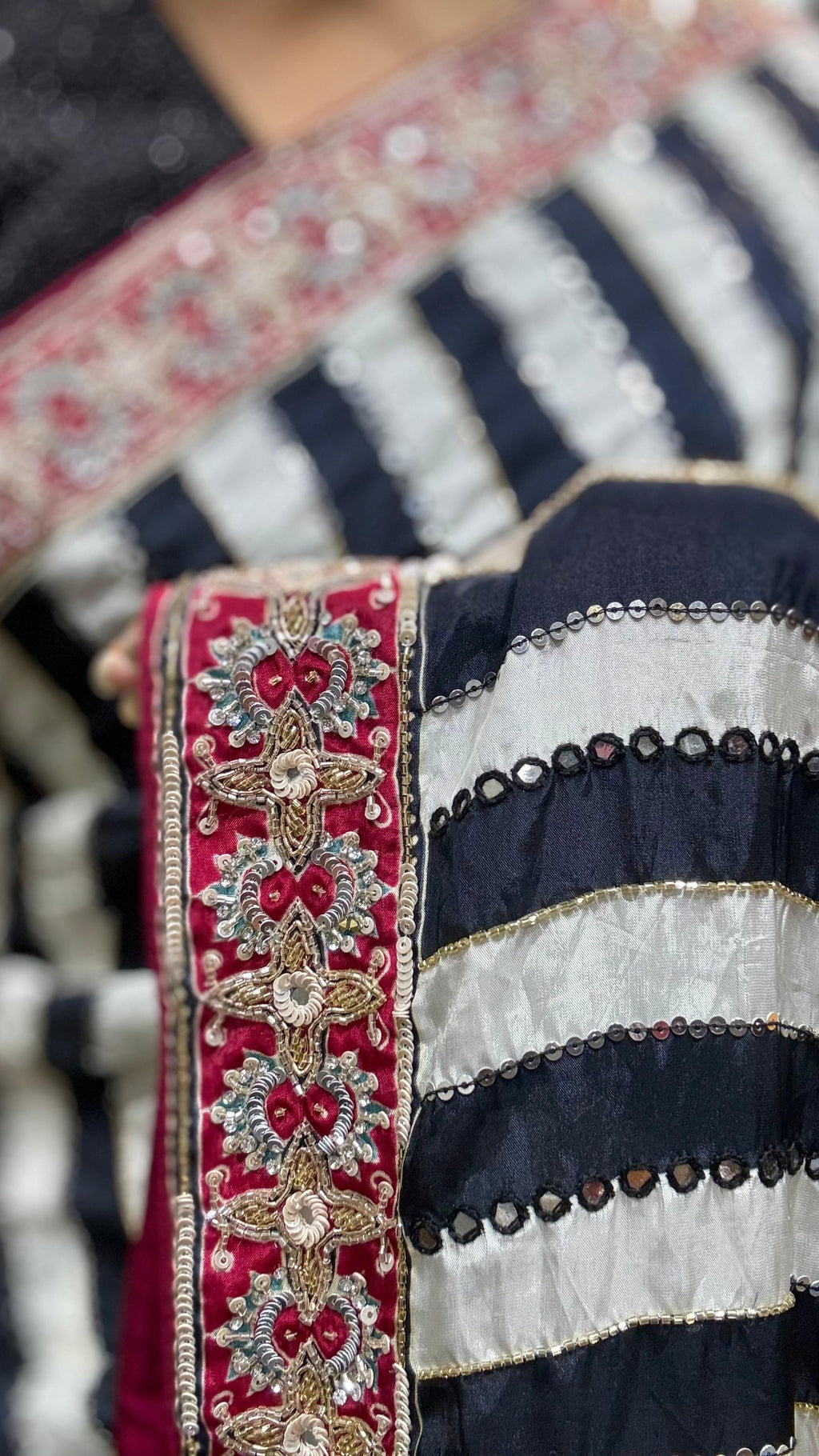 Atulya - Pure Crepe Handwork Designer Saree