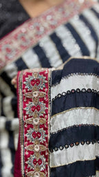 Atulya - Pure Crepe Handwork Designer Saree