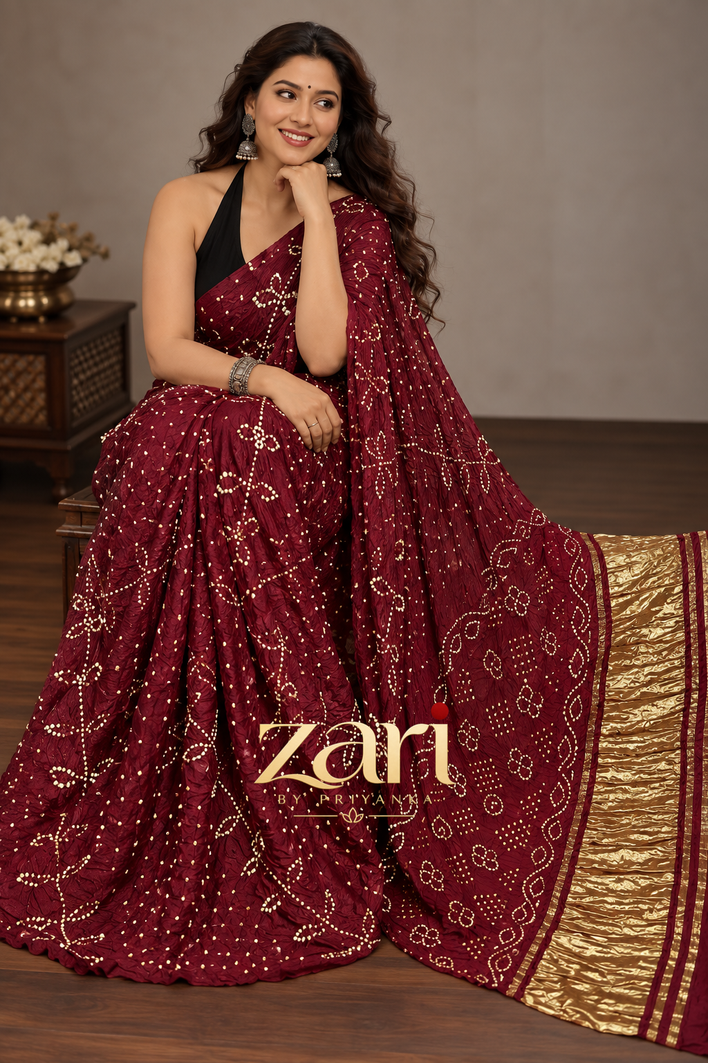 Mihira - Pure Bandhej Modal Silk Bandej Saree