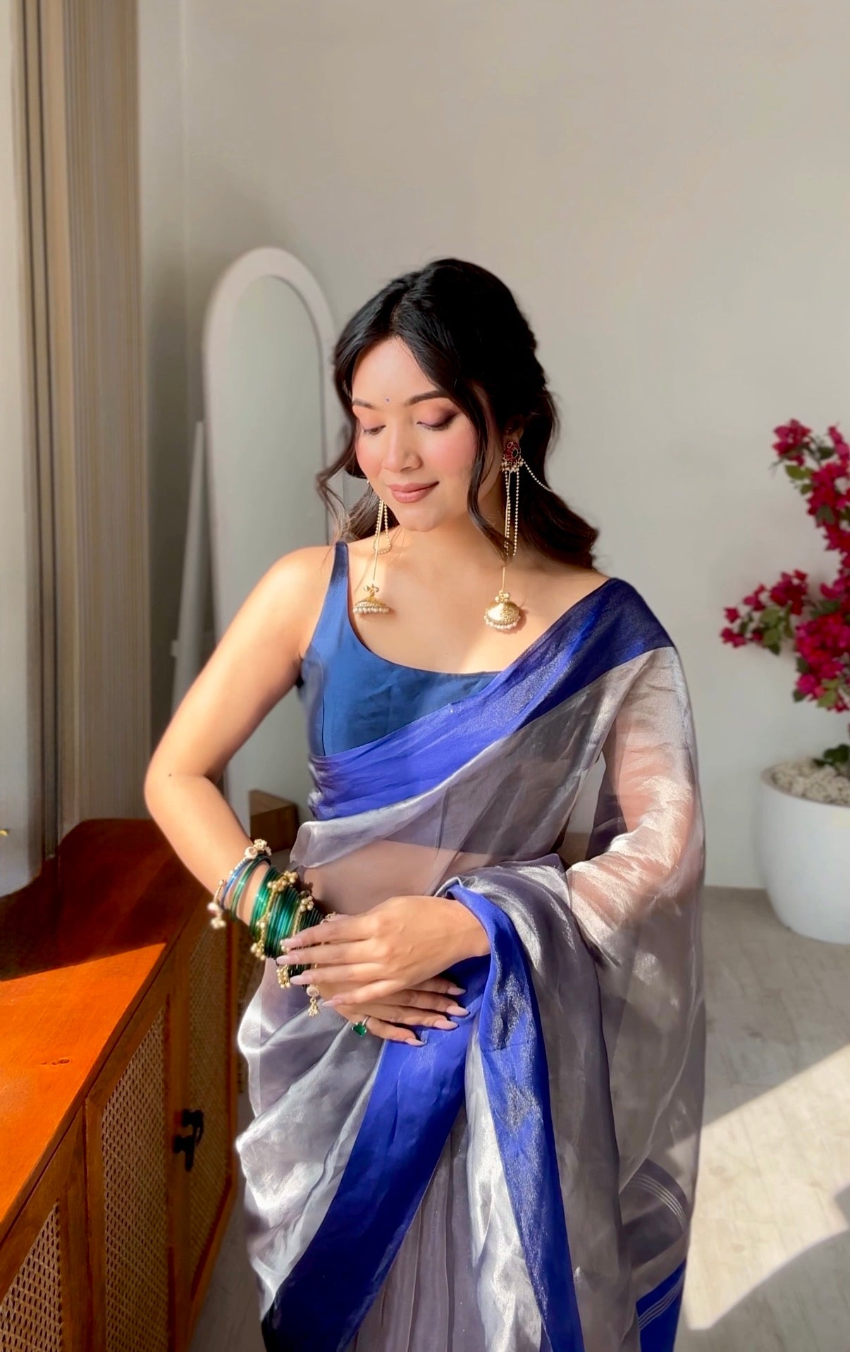 Gulabi - Glass Tissue Silk Saree