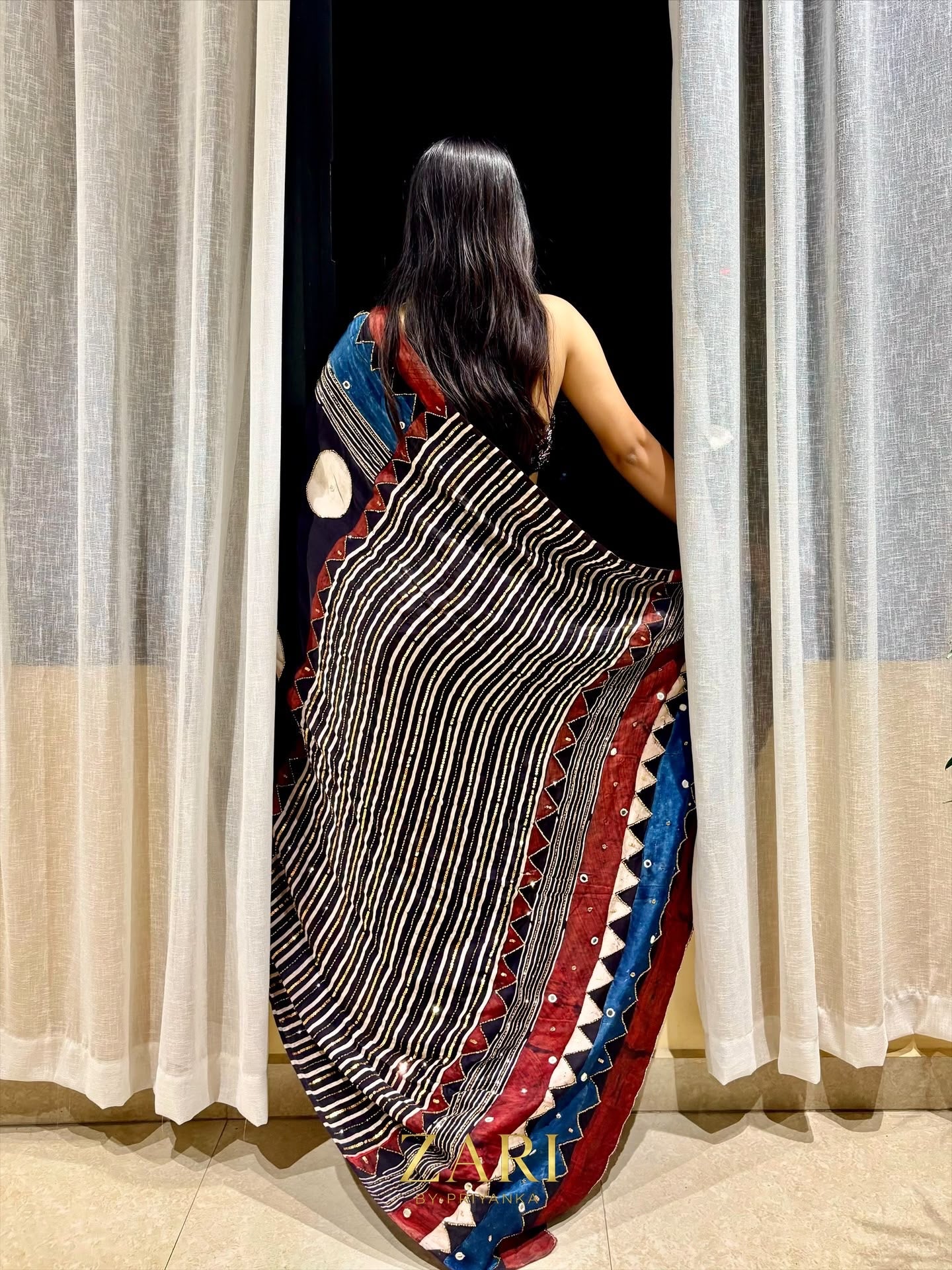 Yuvani | Handcrafted Ajrakh Couture Saree