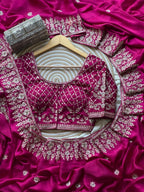 Aari - Rani Pink soft tissue saree