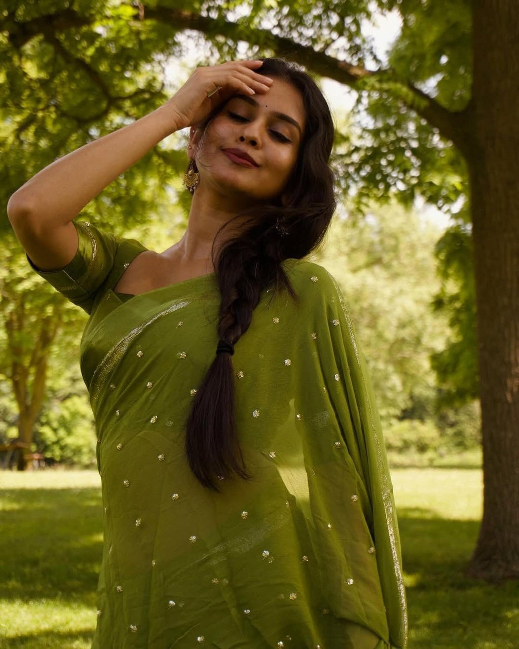 Zia Viscose Georgette Butti Sequin Saree