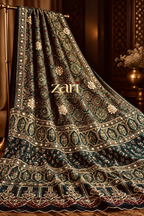 GUL | Handcrafted Ajrakh Couture Saree with Heavy Handwork [Ready to Dispatch]