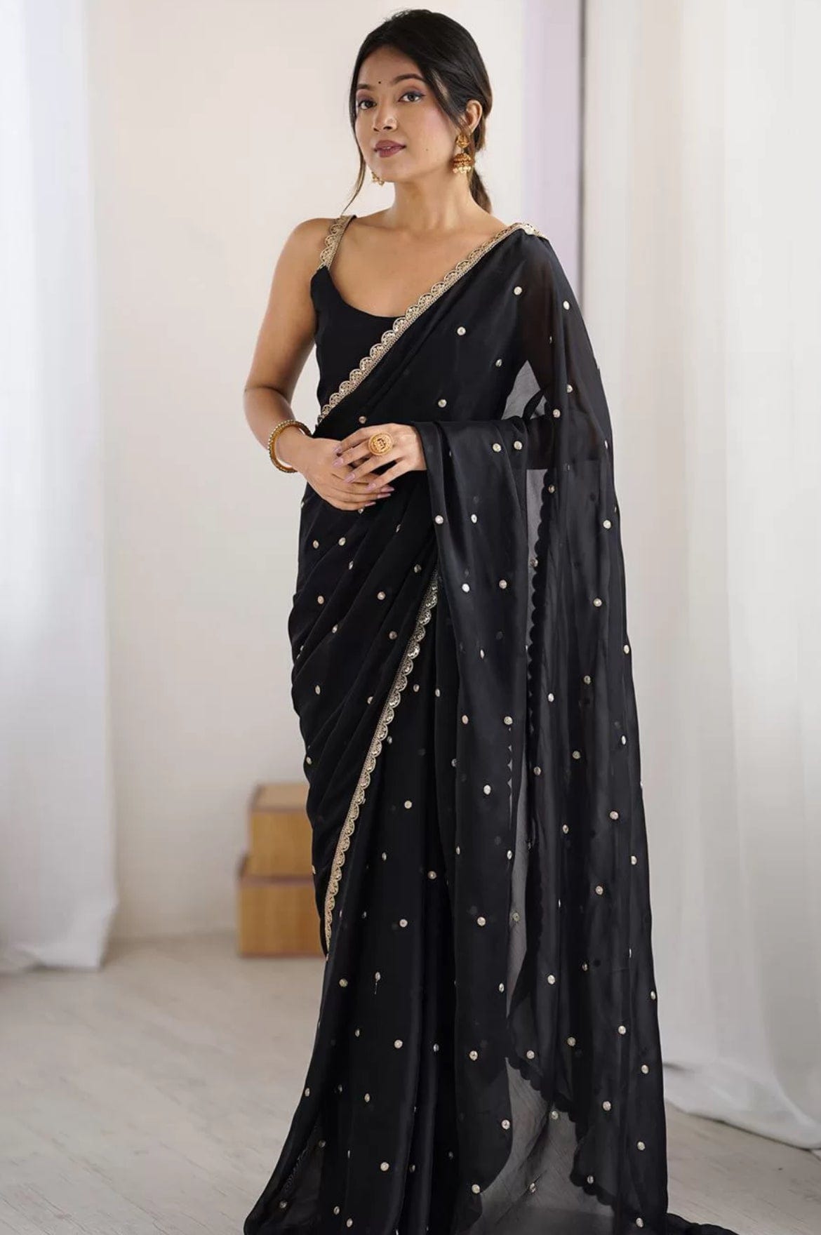 Arti - Georgette Blend Saree with Embellishments