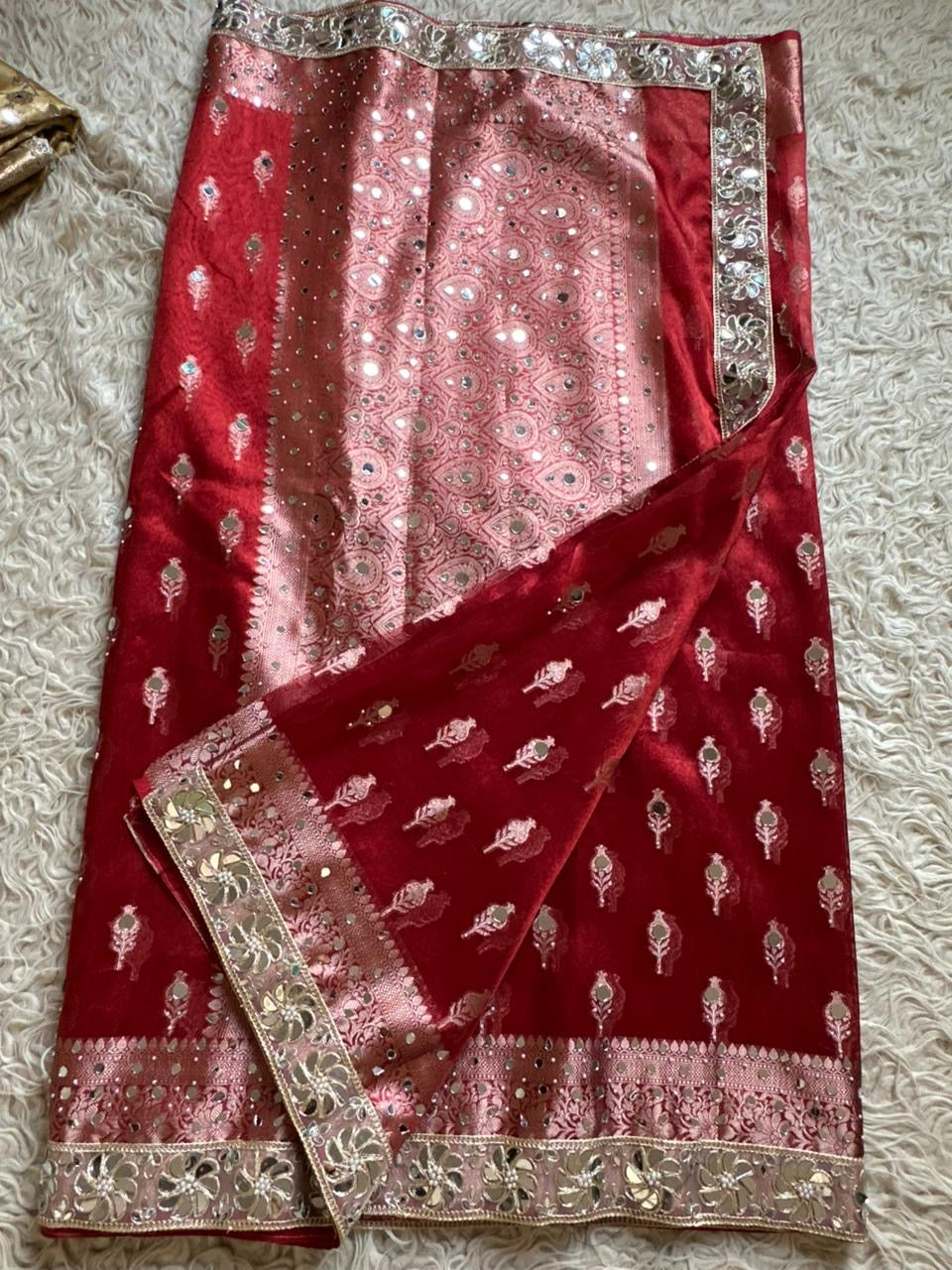 Teja - Glass Tissue Silk Saree with Handwork