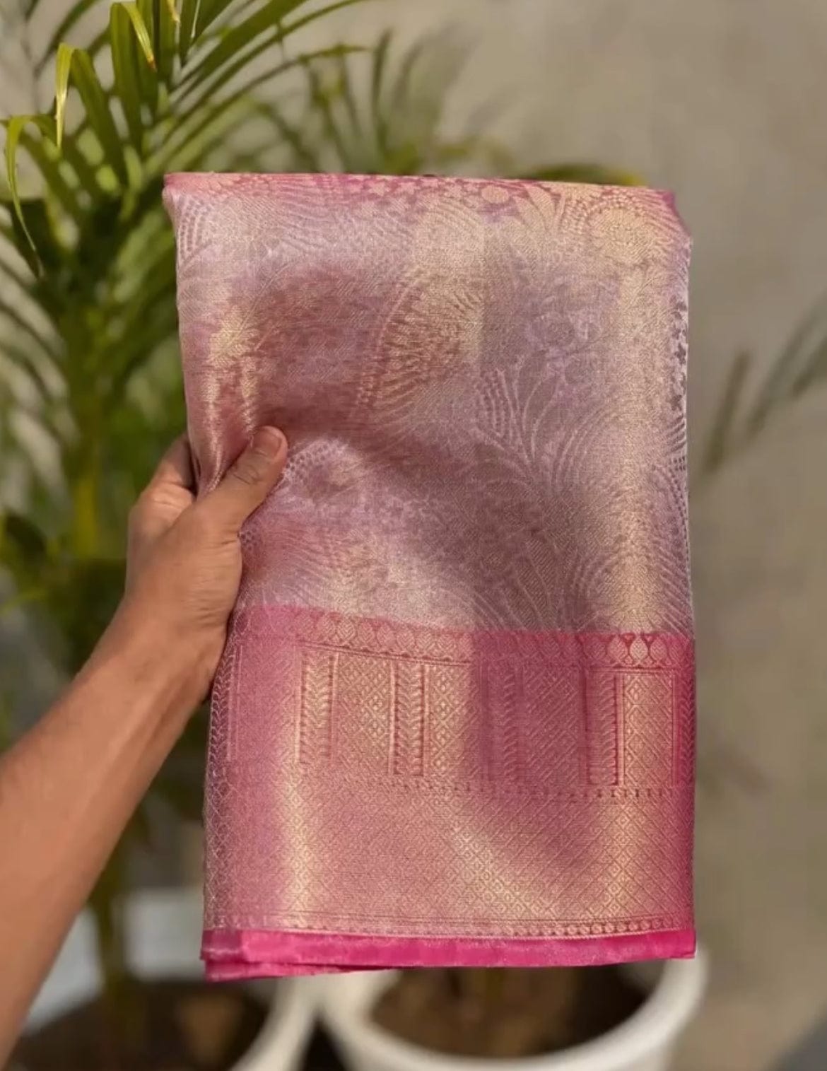 Sai Pallavi - Elegant Soft Silk Saree in Blush Pink & Gold