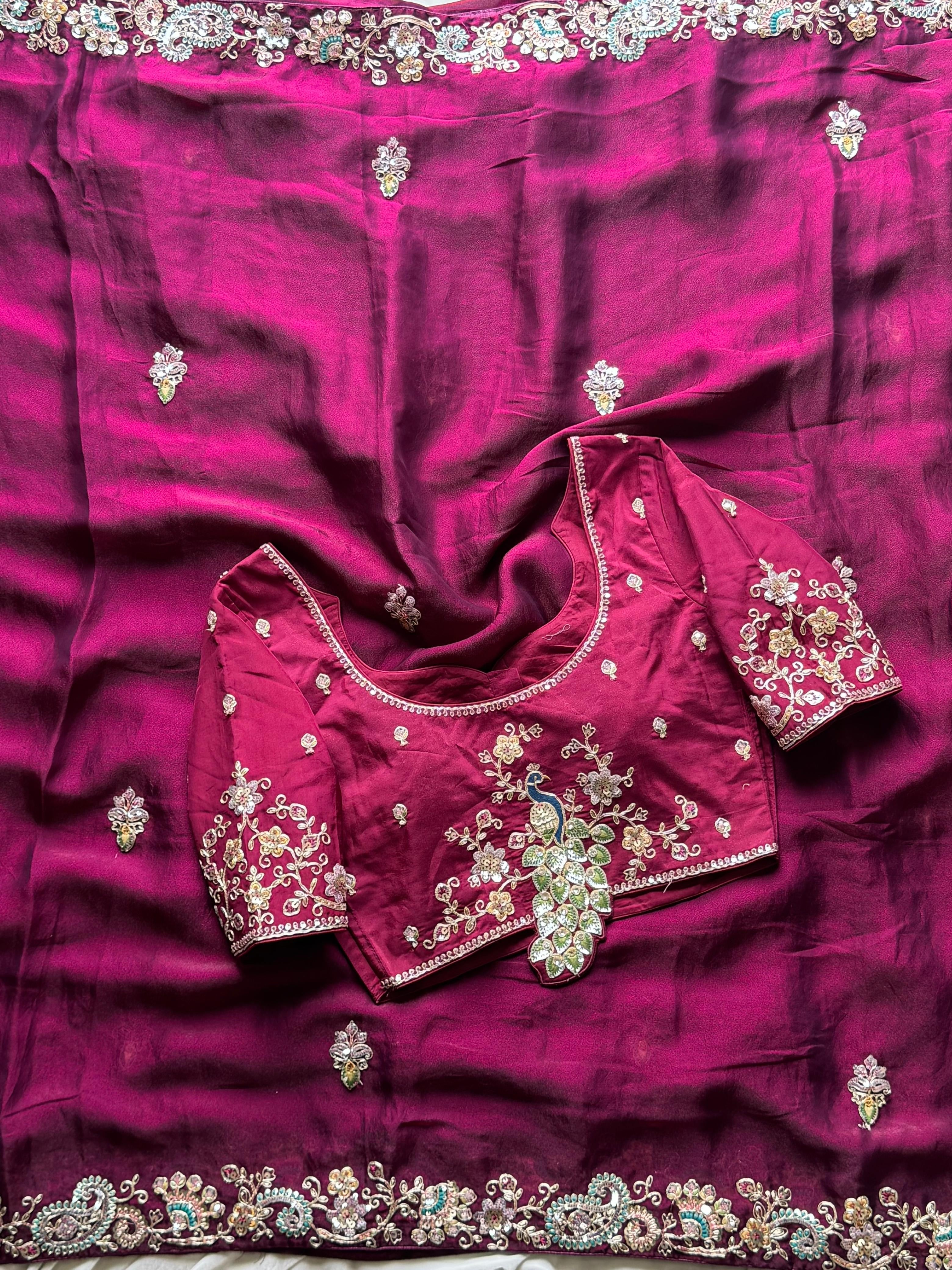 Urvashi - Pure Space Silk Handwork Saree