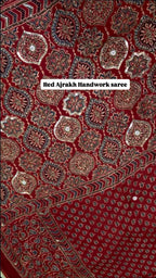 Nethra | Madder Red Handcrafted Ajrakh Couture Saree [Ready to dispatch]