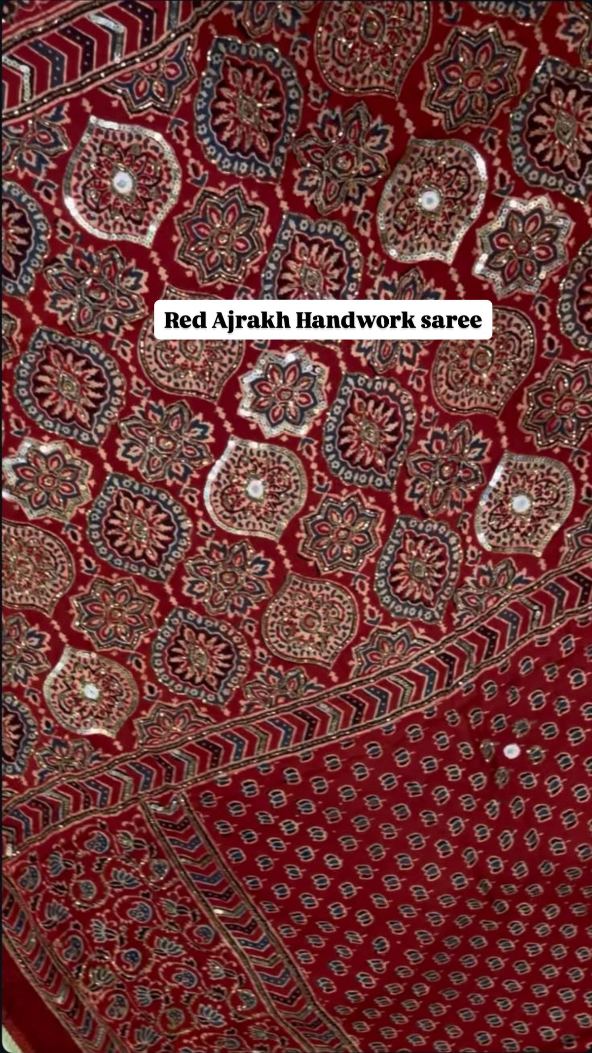 Nethra | Handcrafted Ajrakh Couture Saree [Ready to dispatch]