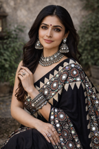 Tamri - Ajrakh Pure Modal Mirror work Saree