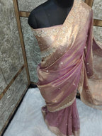 Shehnaz - Maharani Glass Tissue Silk Saree with Handwork