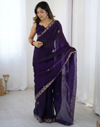 Polki - Crepe Satin silk saree