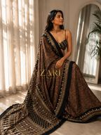 Twinkle | Handcrafted Ajrakh Couture Saree [Ready to dispatch]