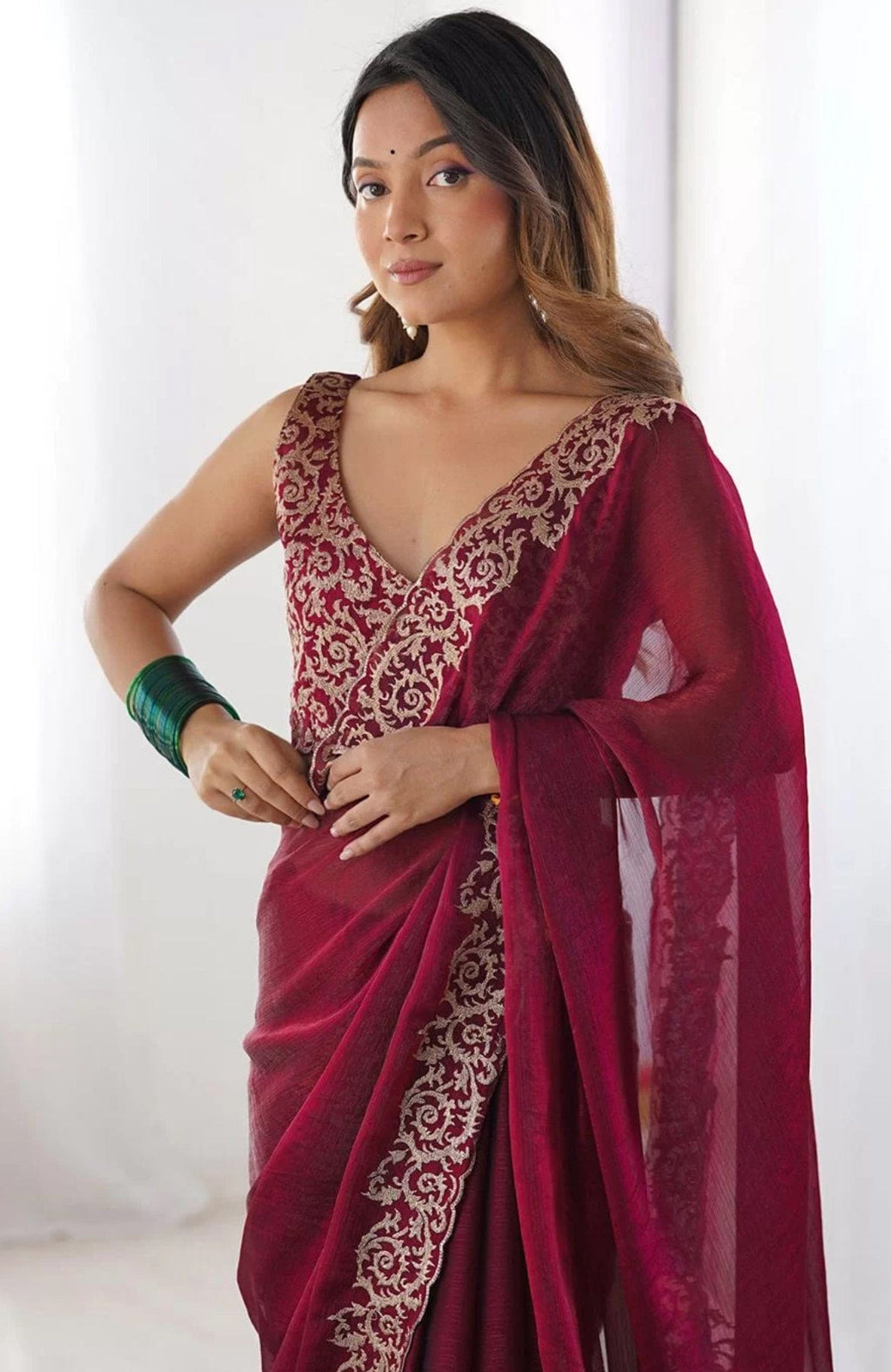 Arti - Chiffon Embroidered Saree
