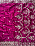 Aari - Rani Pink soft tissue saree