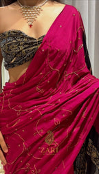 Jannat | Designer Handcrafted Ajrakh Saree - Zari by Priyanka