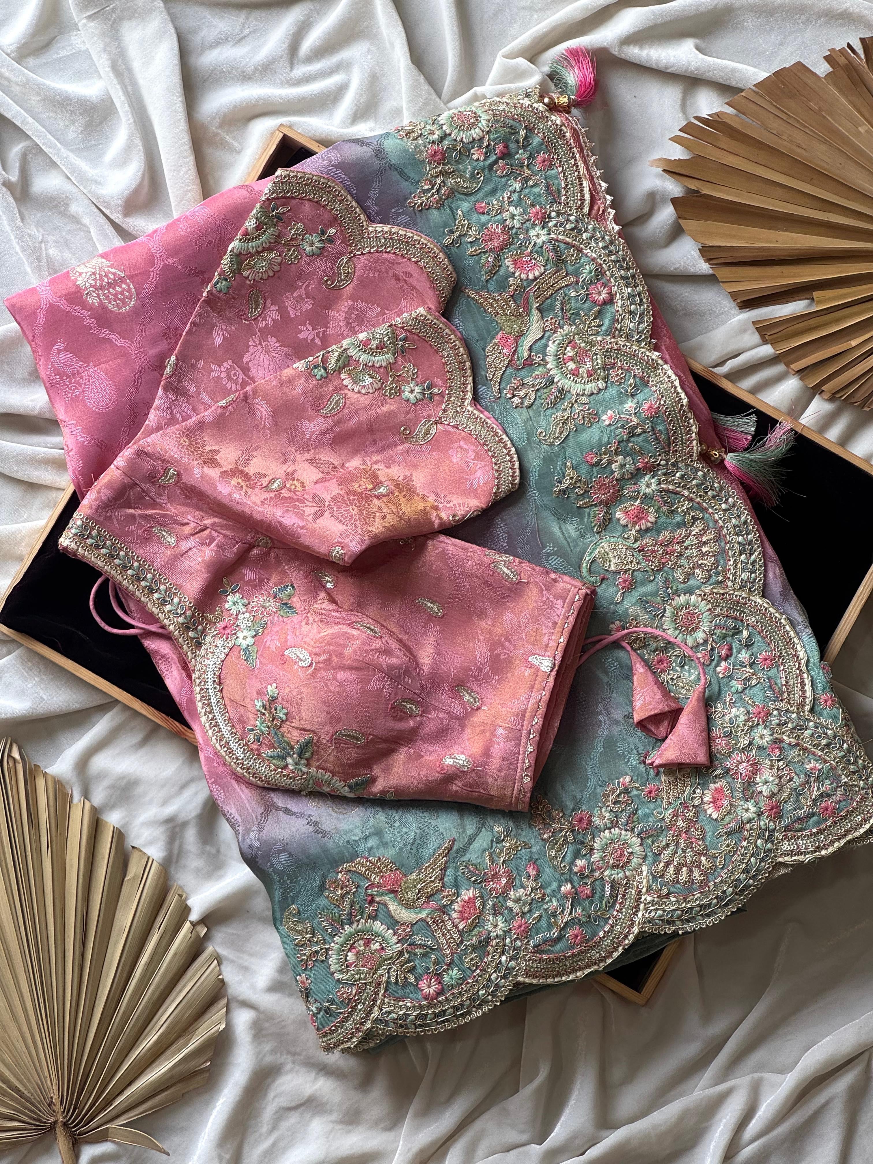 Rishma - Designer Cocktail Handwork Saree