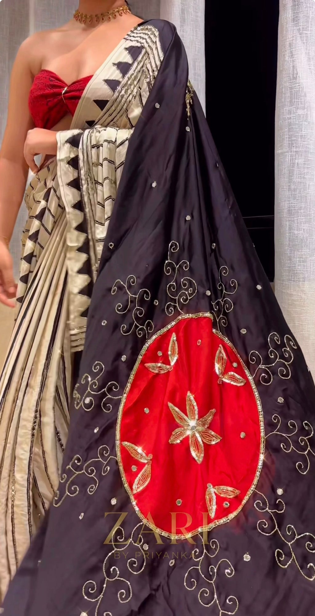 Shaza | Handcrafted Ajrakh Couture Saree