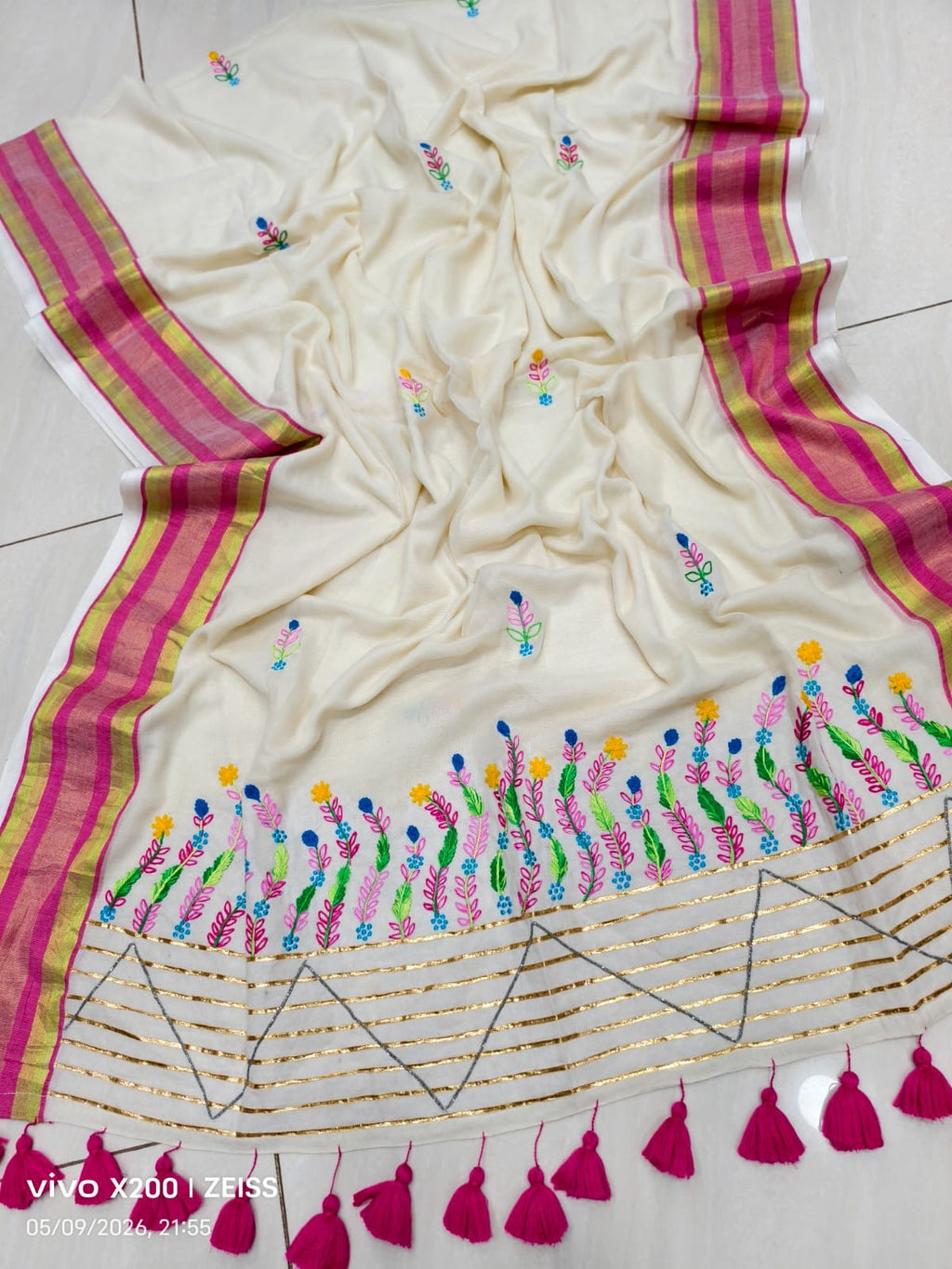 Karthika - Pure Mul Mul Handwoven Saree