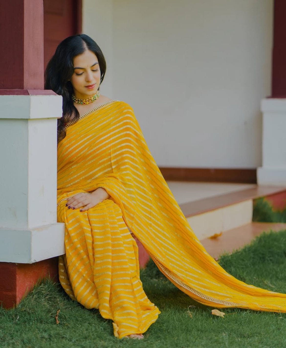 Anayi -Georgette Saree with Golden Zari