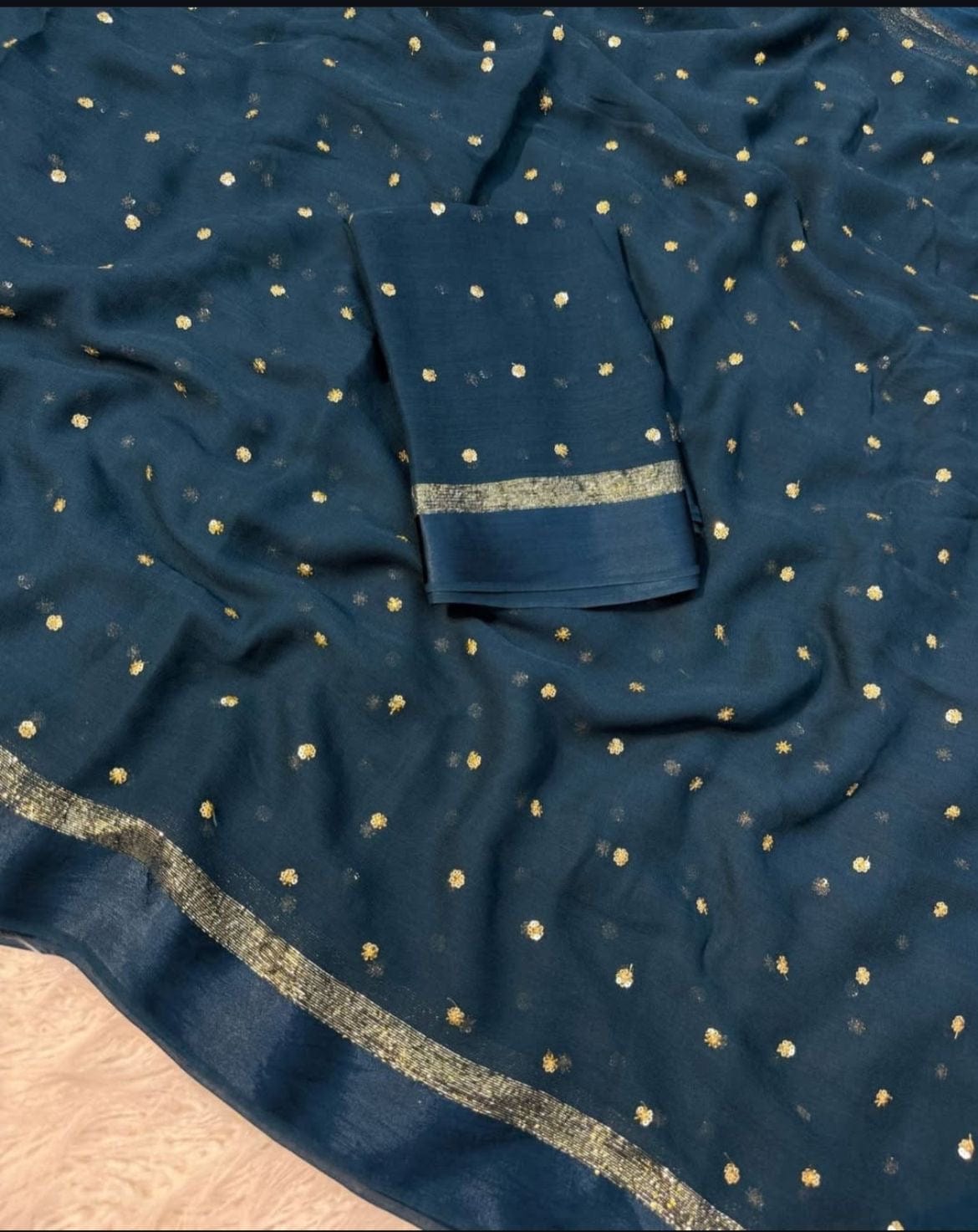 Zia Viscose Georgette Butti Sequin Saree