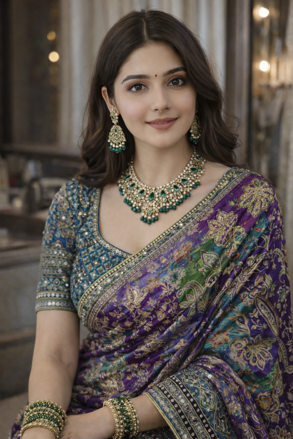 Shagun - Designer Chinon Handwork Saree