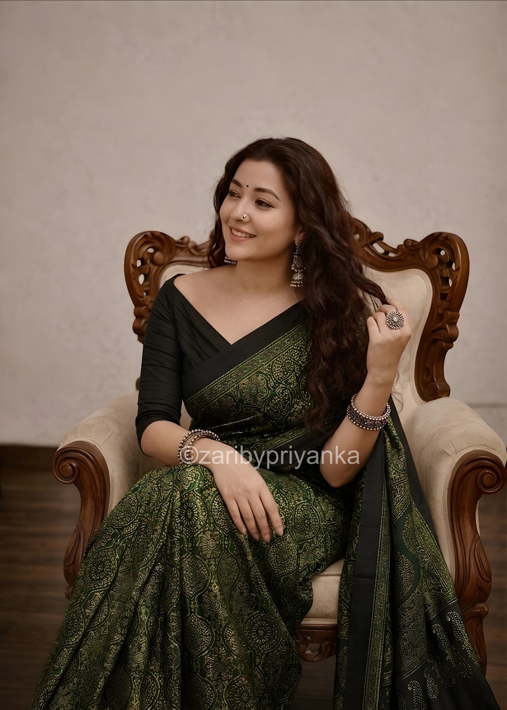 Kinara  - Designer Pure Modal Ajrakh Mirror saree