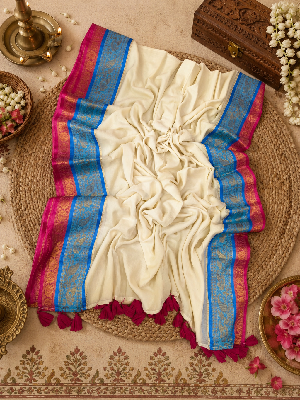 Shyama - 120 Mul Mul Handloom Cotton Saree